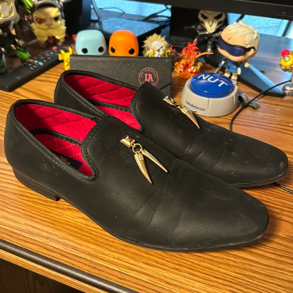 La Milano Men Shoes Black Red Bottoms Sz 9 Loafers